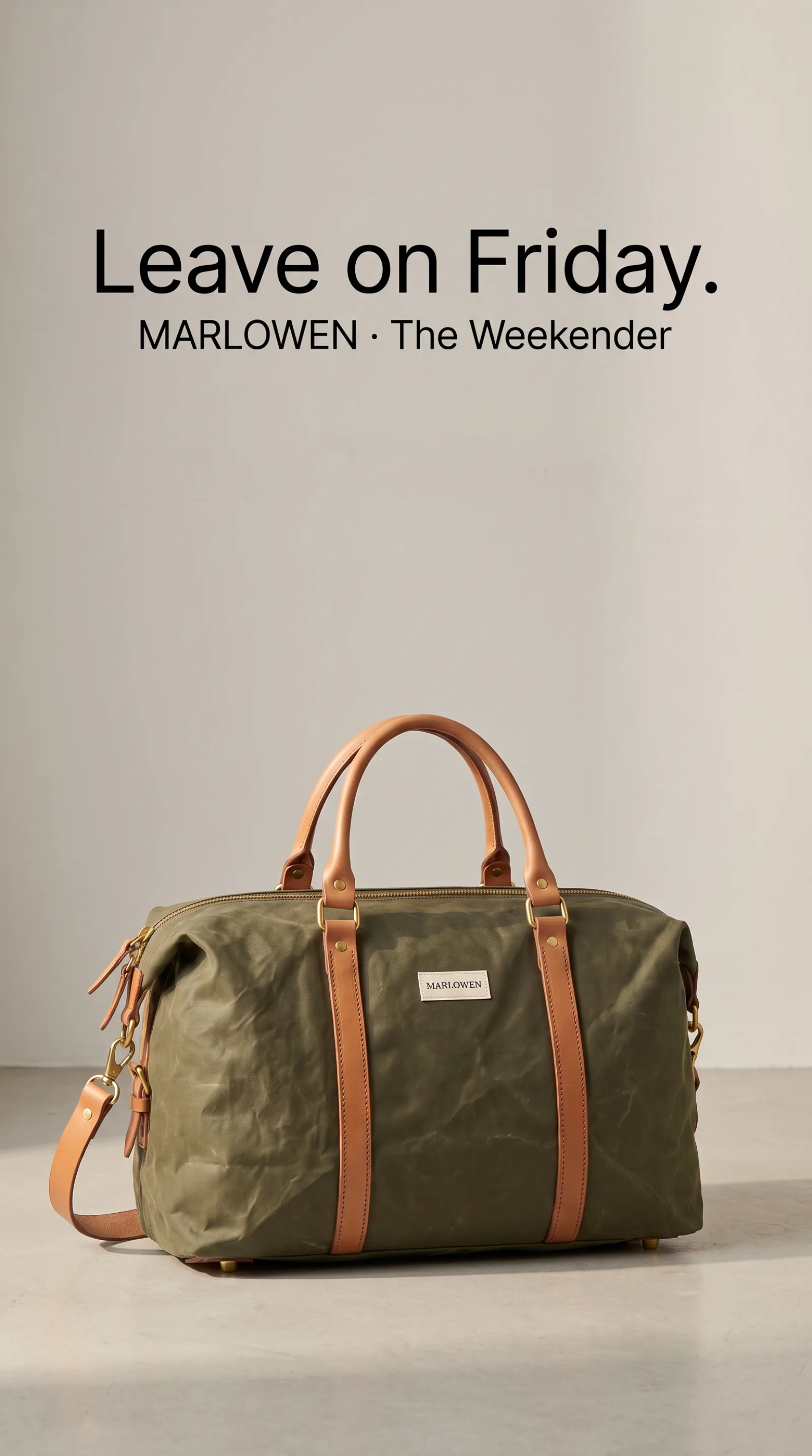 Marlowen weekender, story placement. Headline: Leave on Friday.